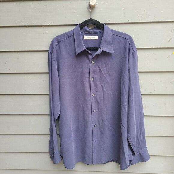 Tommy Bahama 100% Silk Navy Long Sleeve Shirt XL - Picture 6 of 6